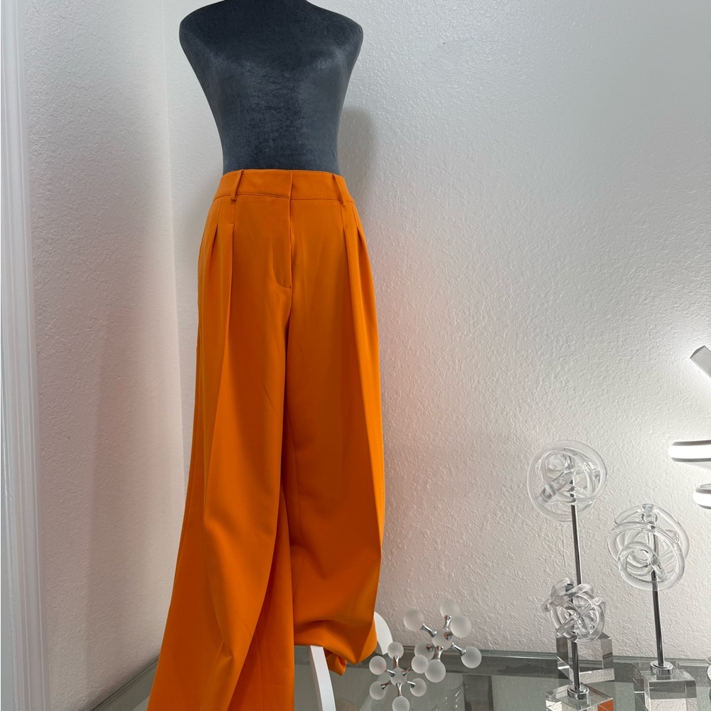 Karl Lagerfeld Orange Wide-Leg Dress Pants